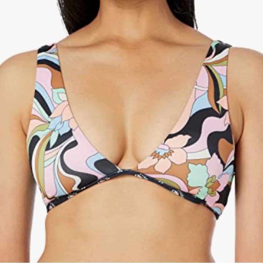Billabong Women’s Reversible Colorful Patterned Bikini Top, Don’t Trip, S,‎ NWT
